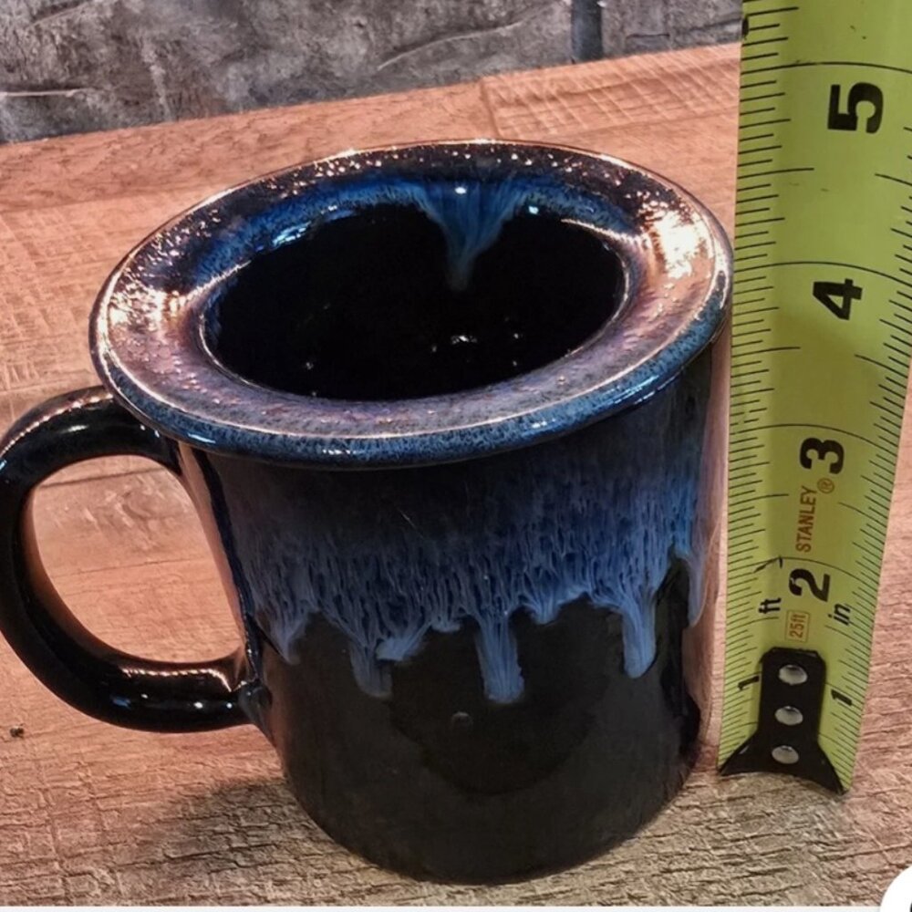 Stoneware Drip Immersion Tea Strainer Black and Blue Portable loose leaf or Bag